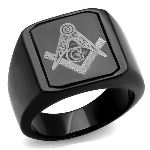 Mens black masonic ring signet