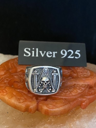 Solid silver masonic skull - masonic,