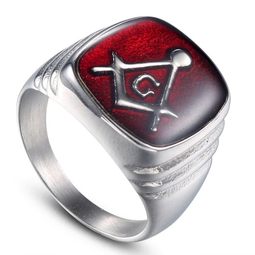 Masonic ring red epoxy square - ring,