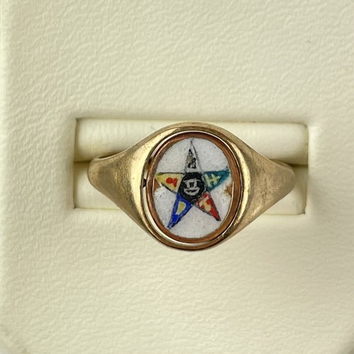 Vintage 9ct yellow gold enamel - yellow,