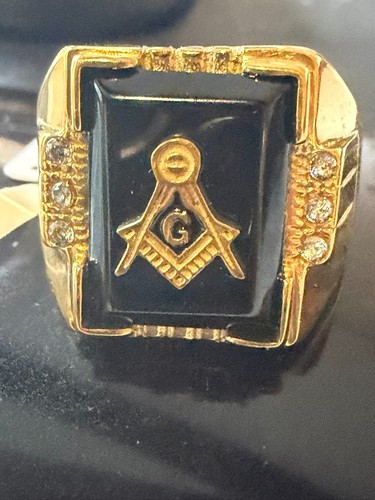 Mens masonic gold ring black - gold,