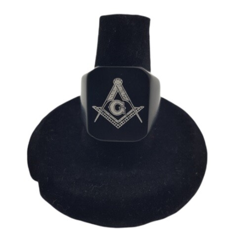 Black masonic freemasons ring - black,