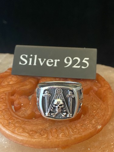 Silver masonic skull signet - masonic,