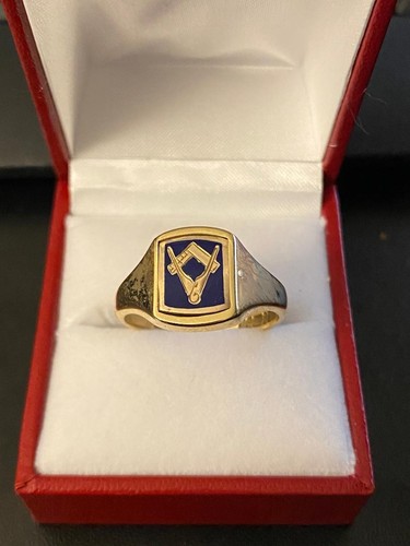 9ct gold masonic flip ring - masonic,