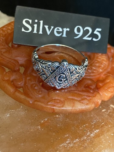 Silver masonic signet - masonic, ring