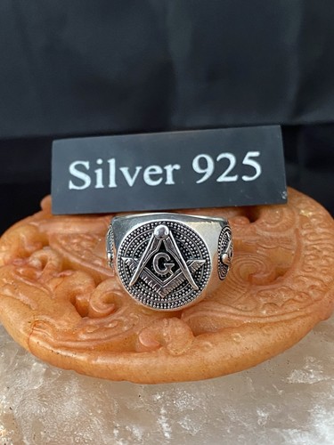 Solid silver masonic signet - silver,