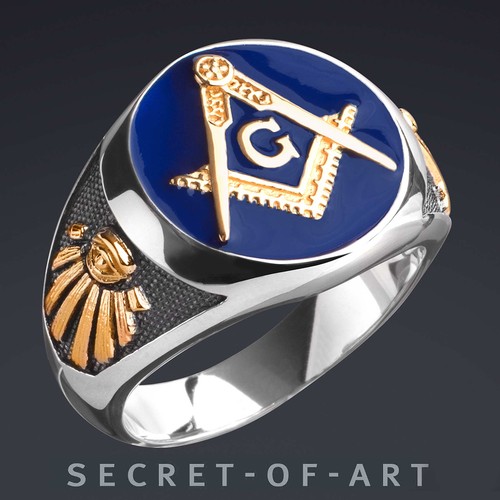 Masonic ring blue lodge - masonic, 925