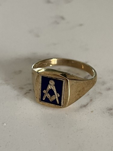 9ct gold masonic swivel ring
