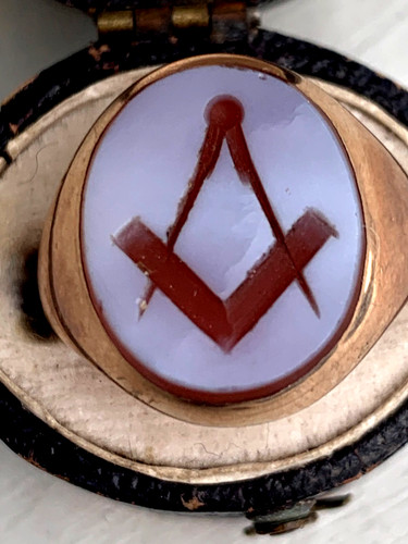 Antique masonic carnelian ring - carnelian,