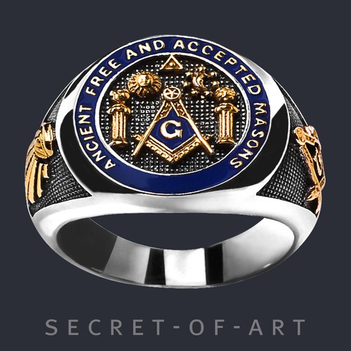 Masonic ring afam - masonic, silver