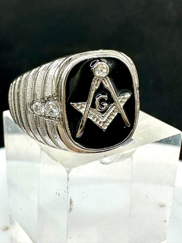 Mens silver masonic ring - silver,