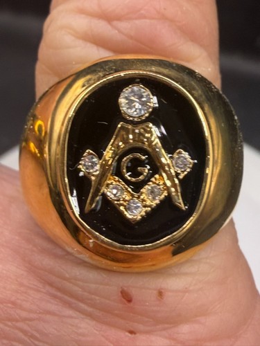 Men masonic ring gold - gold, 14kt