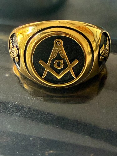 Mens masonic ring 18kt - mens,