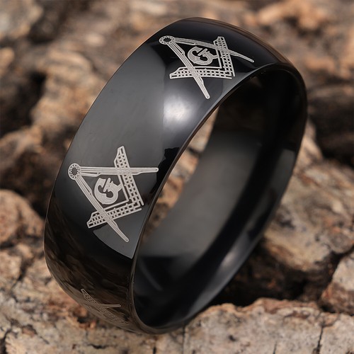 Black masonic ring freemason - black,