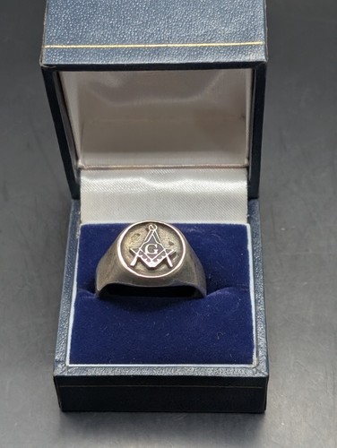 Silver 925 freemason ring - silver,
