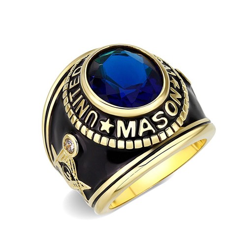 Mens masonic gold ring - , blue