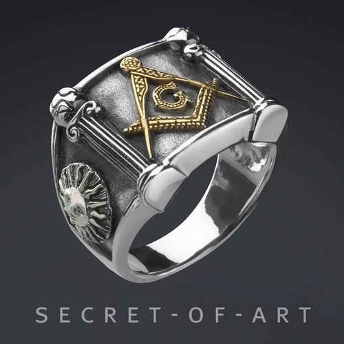 Mens masonic ring mason - masonic, g