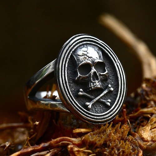 Skull crossbones signet - skull, ring