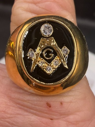 Gold masonic ring - ring, mens