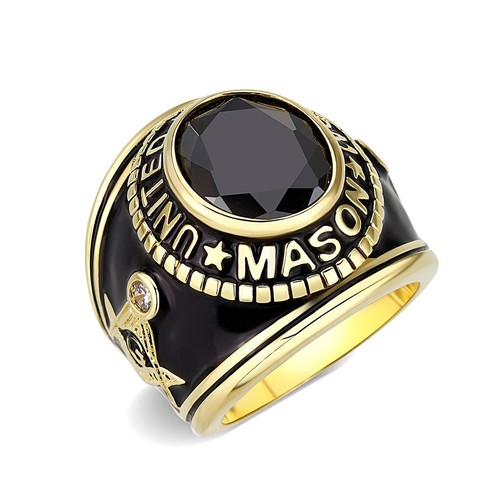 Mens masonic gold ring - , black