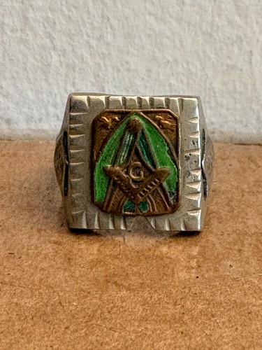 Antique green enamel masonic - green,